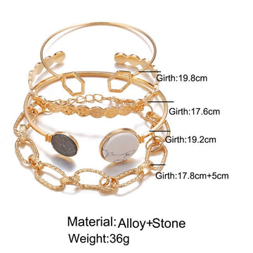 4Pcs Punk Heavy Metal Big Thick Chain Bracelet Set Women Retro Geometric Metal Twist Chain Bangles Bracelet Fashion New Jewelry daiiibabyyy
